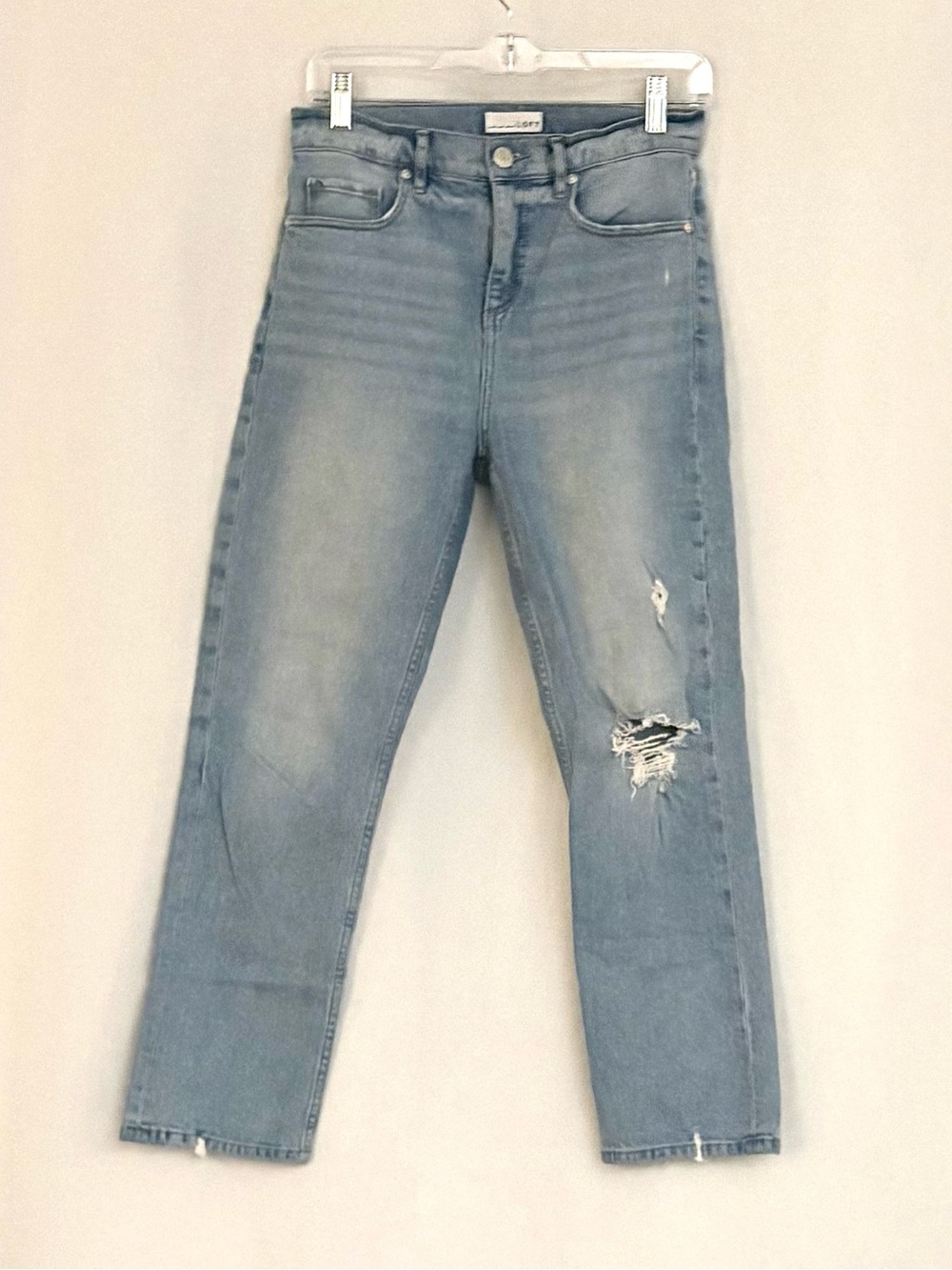 LOFT Light Blue Straight Leg Distressed Jeans